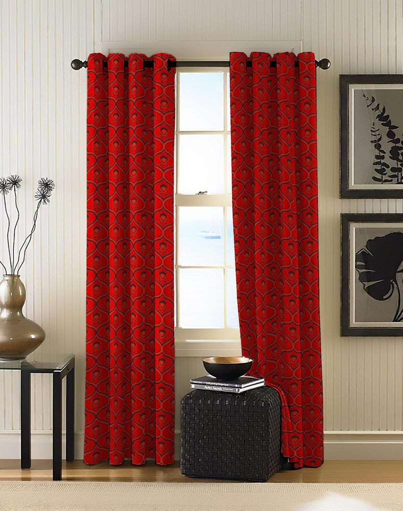 Premium Quality Velvet Curtains - Red - Without Lining